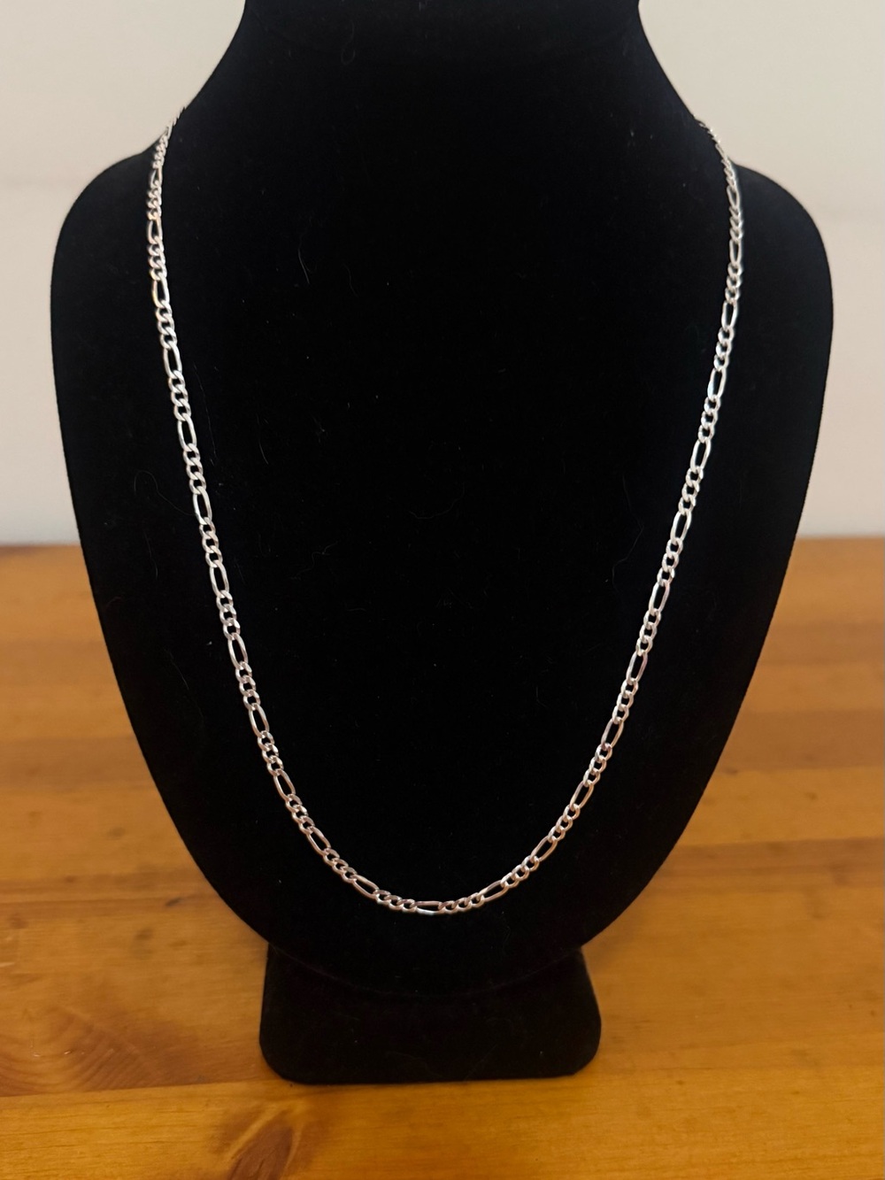 925 Sterling Silver Figaro Chain Necklace 24”